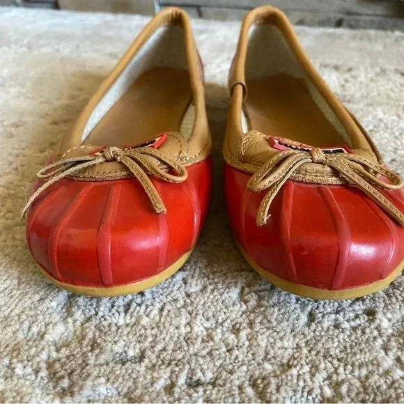 Hunter Rubber Red Jaylen Waterproof Duck Shoes Ballet Flats Loafers Slip On: 5 - Picture 3 of 8